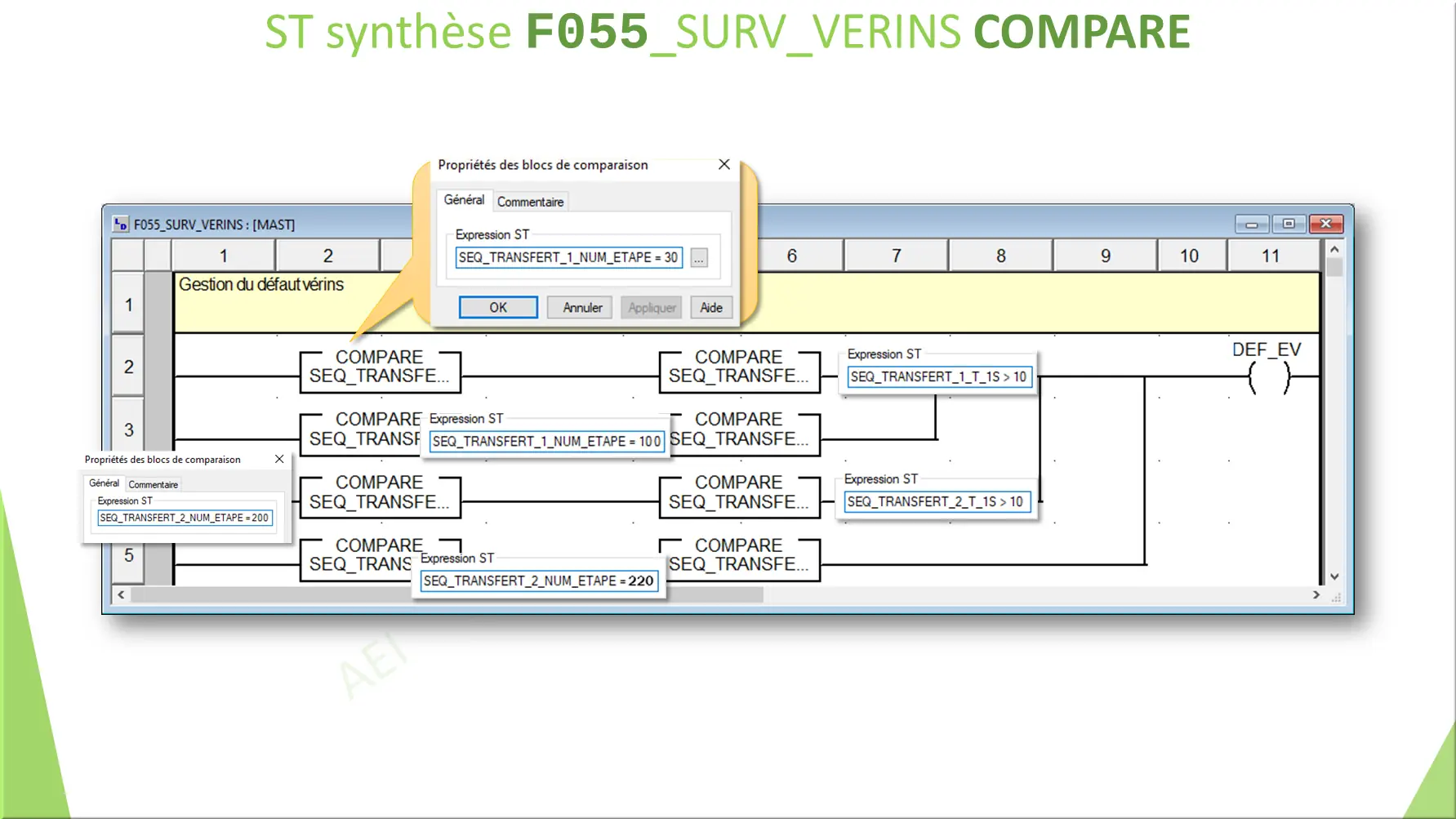 ST synthèse F055_SURV_VERINS COMPARE